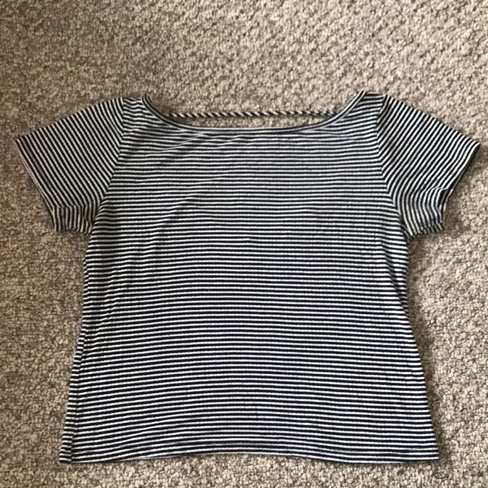 Stripy open back tee